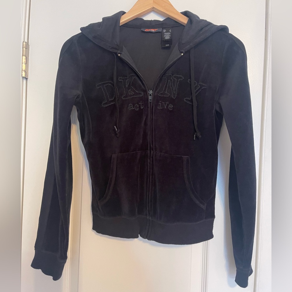 DKNY Zip-Up Velour Hoodie